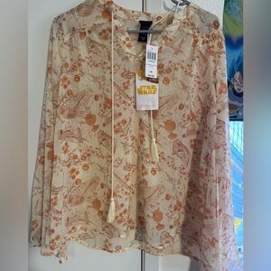 Her Universe Star Wars Cream and Orange Patterned Top
